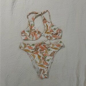 Abercrombie & Fitch White and Orange Bikini Modern Swimwear
